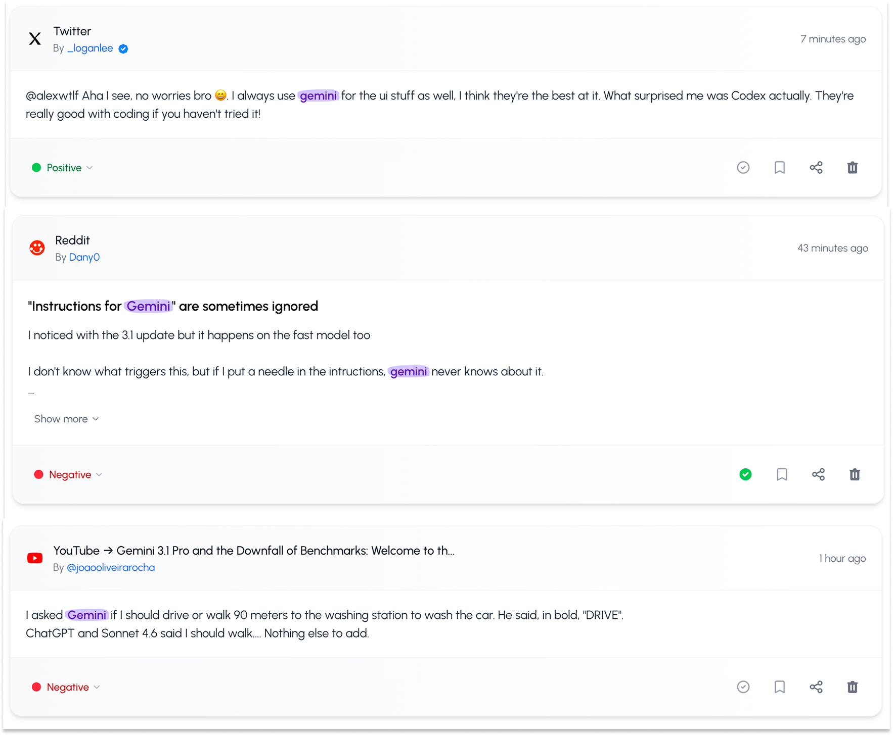 Mention feed of MentionTracking
