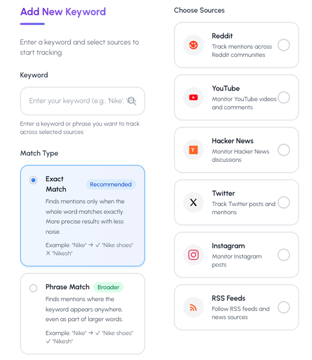 Setup Keywords on MentionTracking